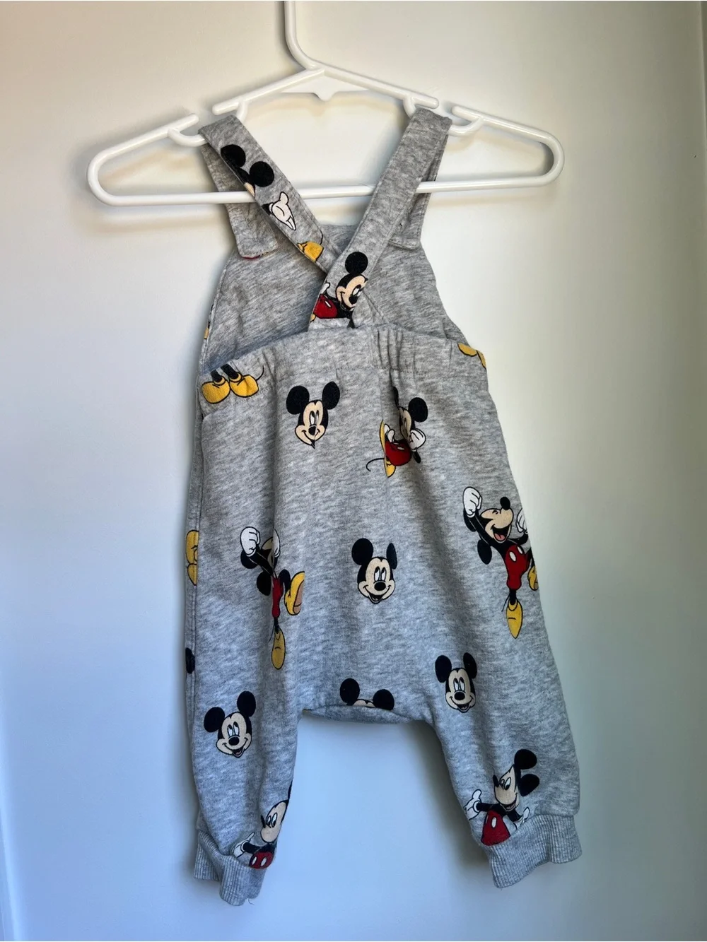H&M Disney Mickey Mouse Overall Romper 6-9M Gray Jogger One Piece